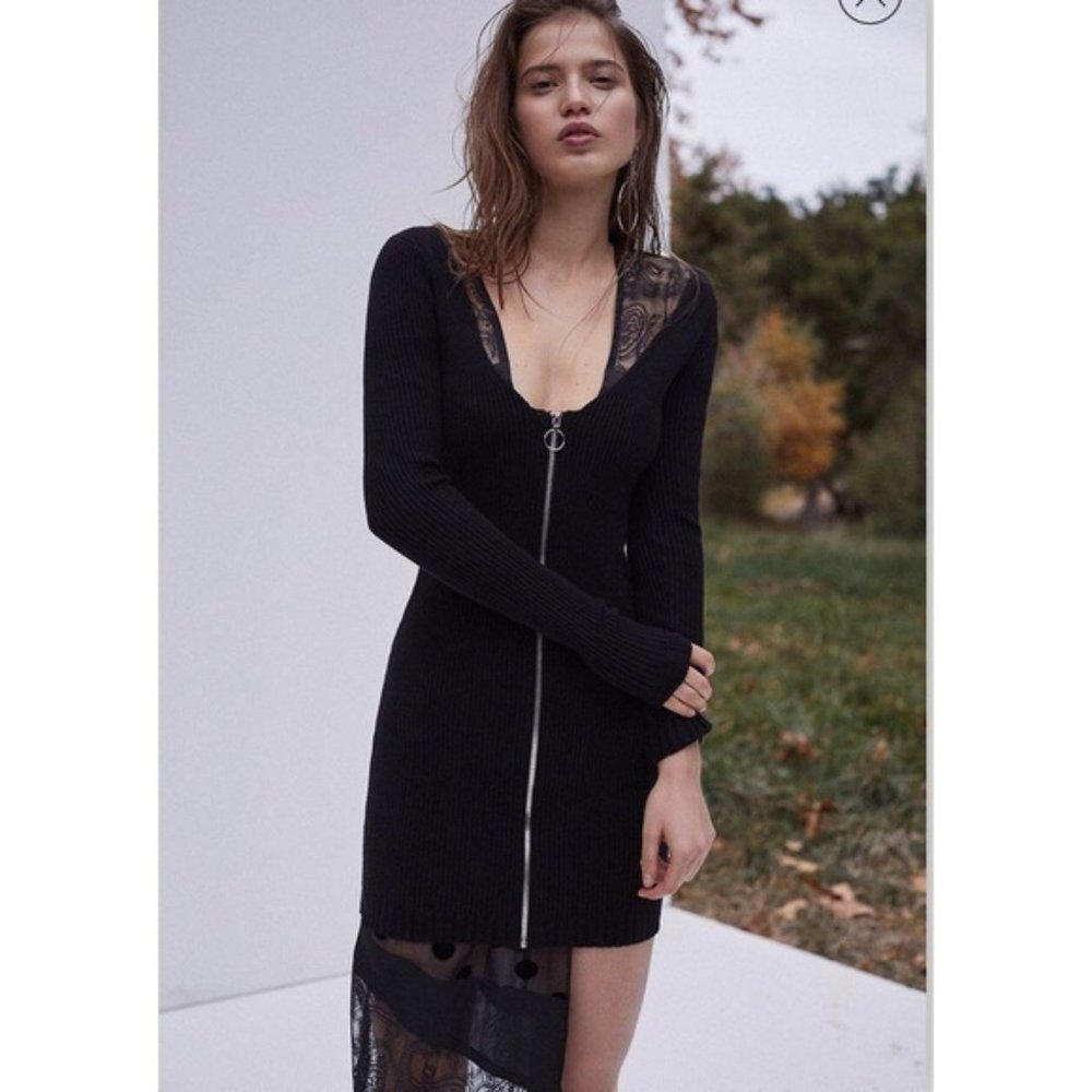 For Love & Lemons black Annie Zipper Mini dress